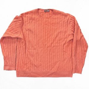 Vintage men’s tangerine cashmere sweater from Saks 5th Ave. Size XL.